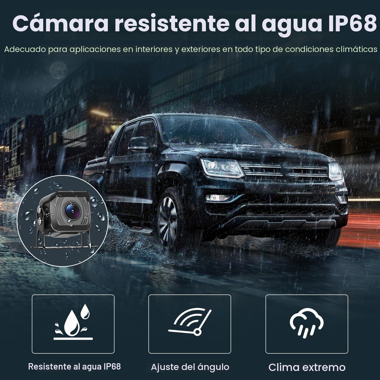 Inefala Cámara de Marcha atrás 4 con Monitor IPS HD de 10,1 Pulgadas, matrícula IP69, cámara de Marcha atrás Impermeable para Coches, Camiones, Furgonetas y SUV con visión Nocturna