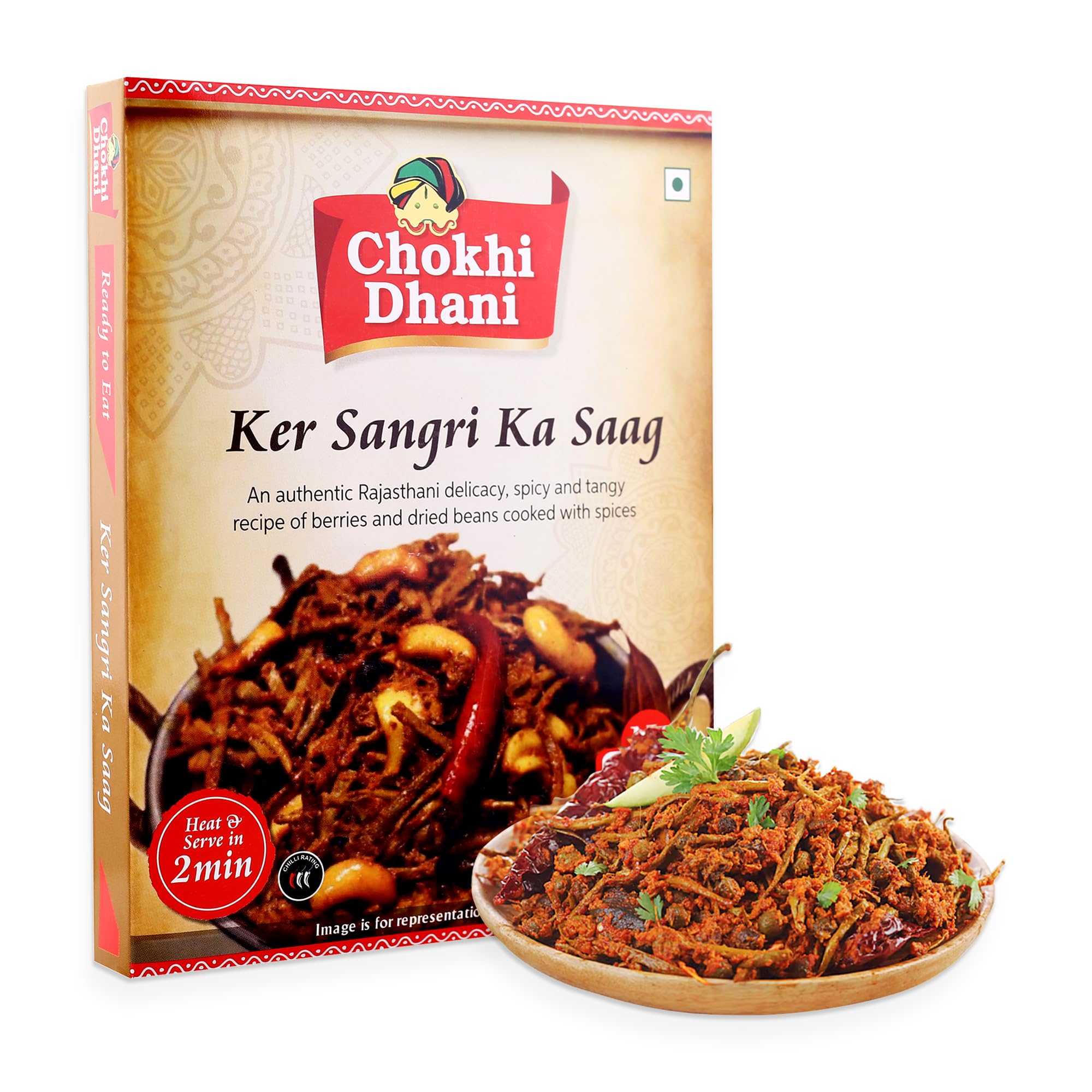 Chokhi Dhani Ker Sangri Ka Saag | Ready to Eat Meal | Just Heat & Eat | Microwave | Stove Top or Hot Water | Ready in 2 Minutes | Pack 1, 300 gm