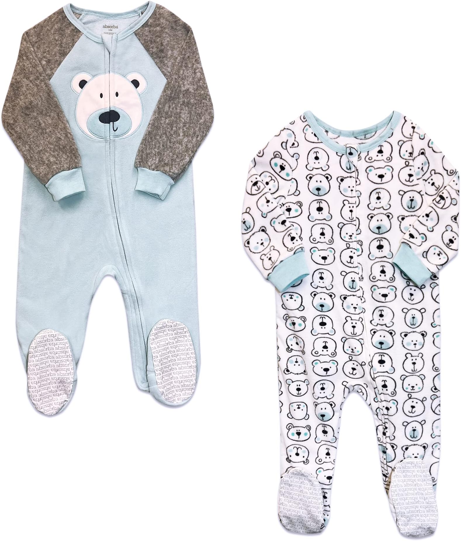 Babys and Toddlers Cozy Fleece Non-Slip Footed, Zip-Front, Blanket Sleepers for Sleep and Play - Pack of 2