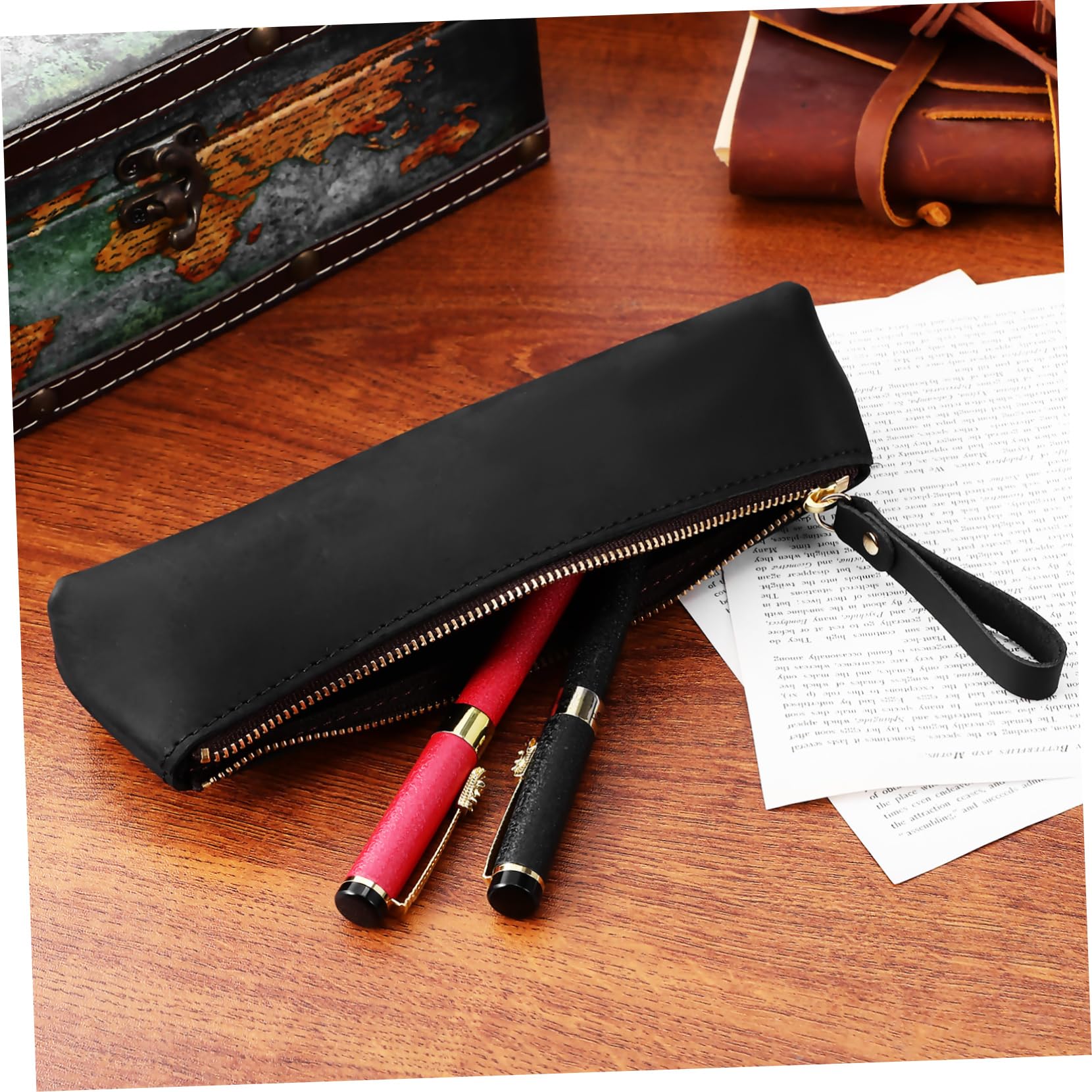 NUOBESTY Astuccio Portapenne Piccolo Da 2 Pezzi in Pelle Per Utensili Da Scrittura Elegante E Con Cerniera