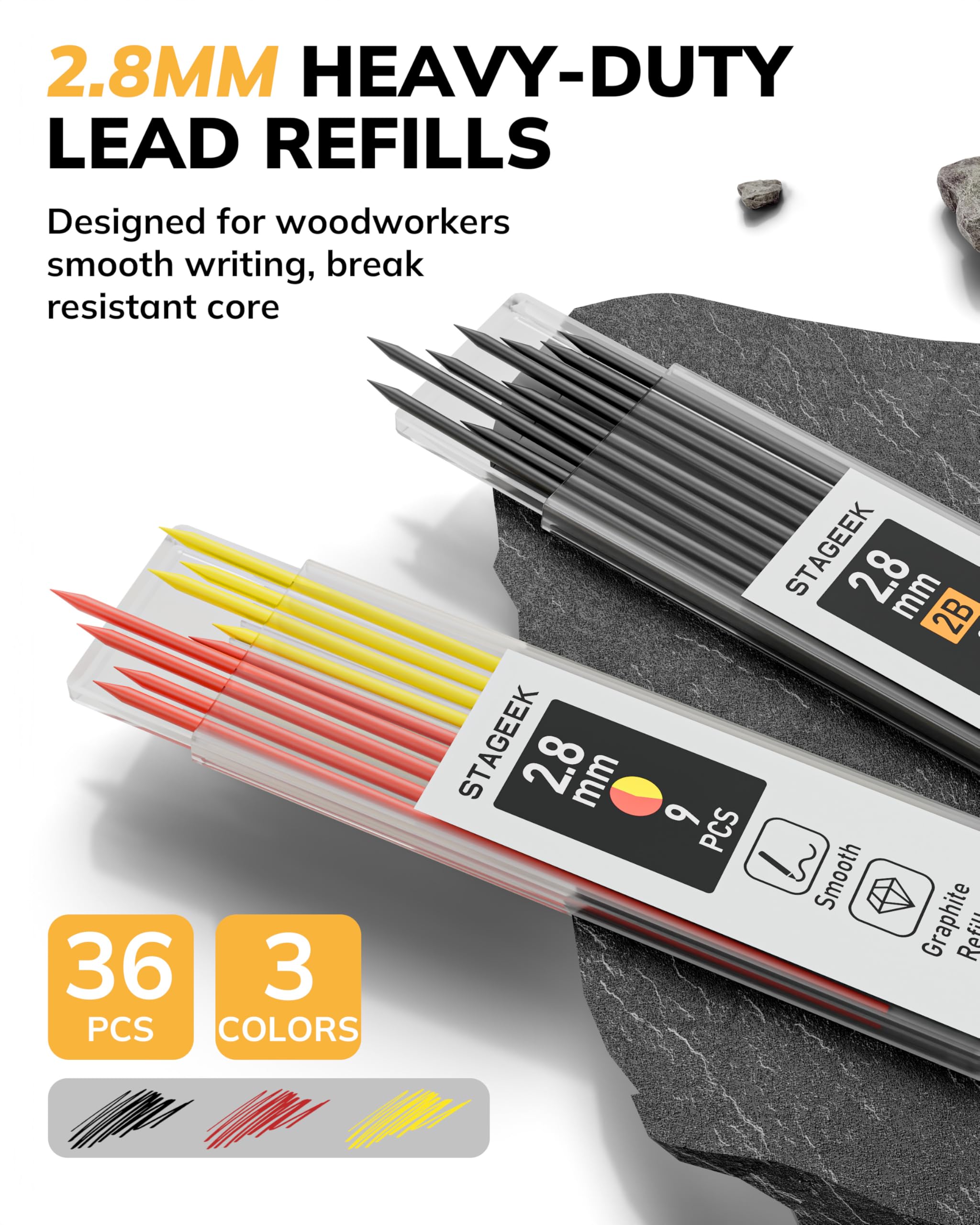 STAGEEK 2.8mm Mechanical Carpenter Pencils with Sharpener, 2 Pack — Amazon image 6