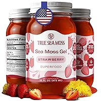Vista 1 de TrueSeaMoss Gel de musgo marino – Hecho en EE. UU. – Musgo marino recolectado en la naturaleza, frutas y verduras en frasco – Fresa, paquete de 1