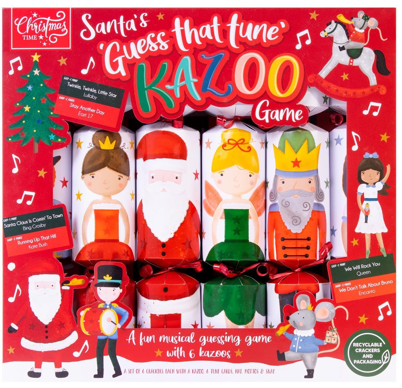 RSW 6 Recyclable Guess That Tune Kazoo Game Christmas Crackers Santa and Christmas Character Design Xmas Fun Christmas Game