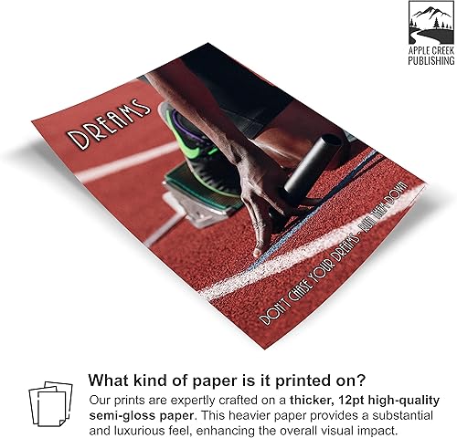 Miniatura 3 de Apple Creek Running Track & Field Dreams - Póster motivacional de impresión artística de 11 x 14 pulgadas para mujer, zapatos cortos, traje,