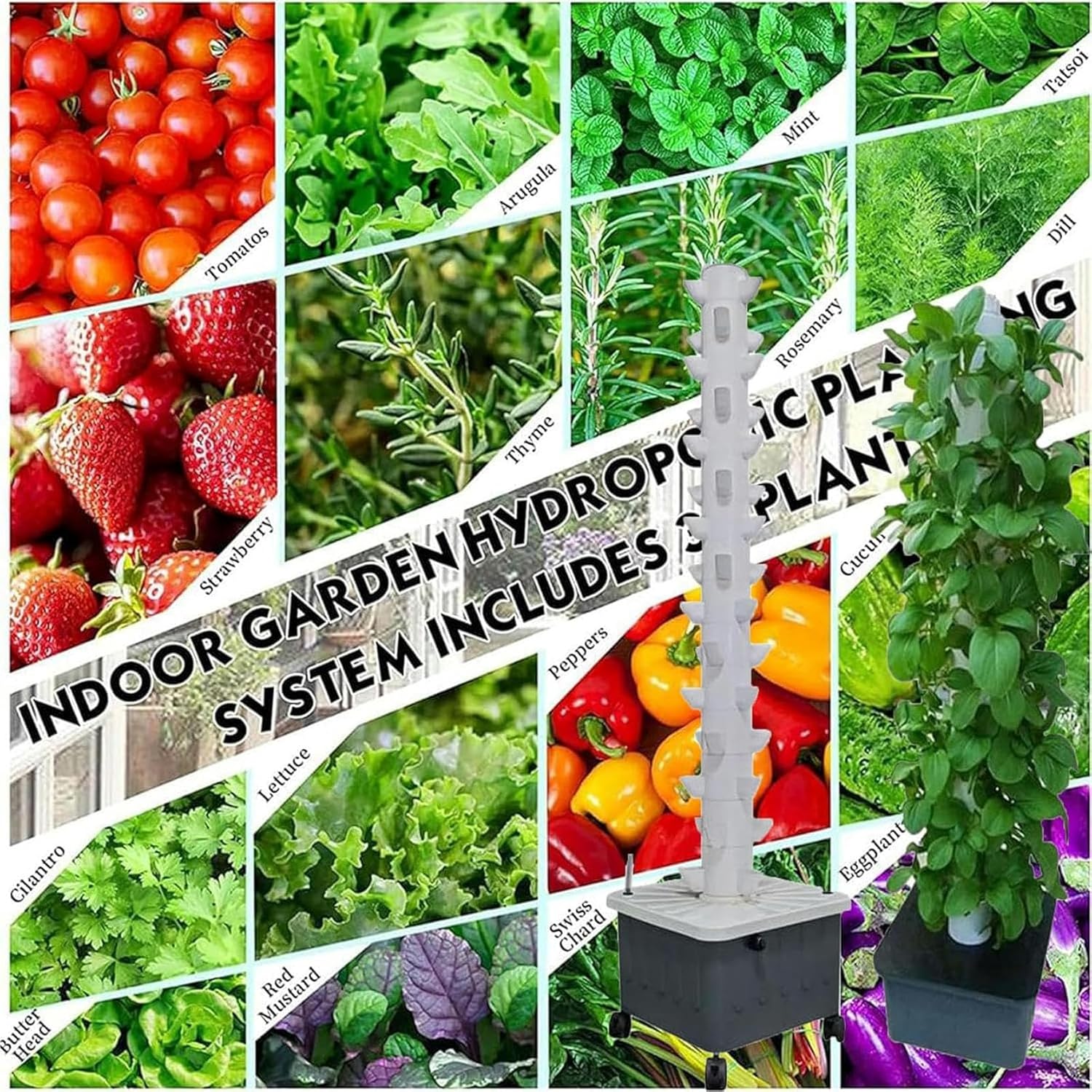 AMNOOL Vertical hydroponic Planting Tower Intelligent soilless Cultivation Free Management 15 Layers 45 Holes