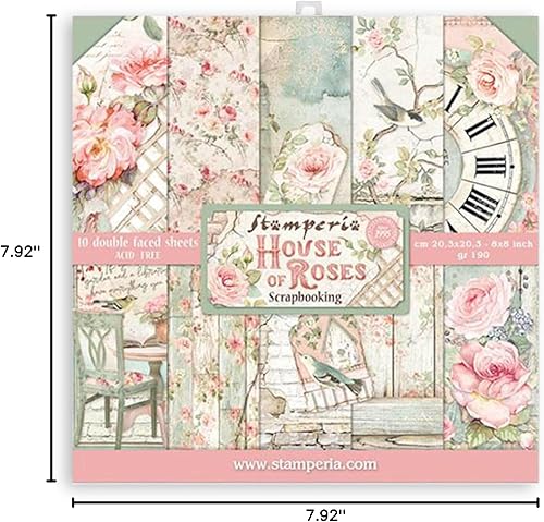 Miniatura 10 de STAMPERIA INTERNATIONAL, KFT Paquete de 10 unidades de 8 x 8 pulgadas, color rosa casera, 20.3 x 20.3 pulgadas (8 x 8 pulgadas), multicolor