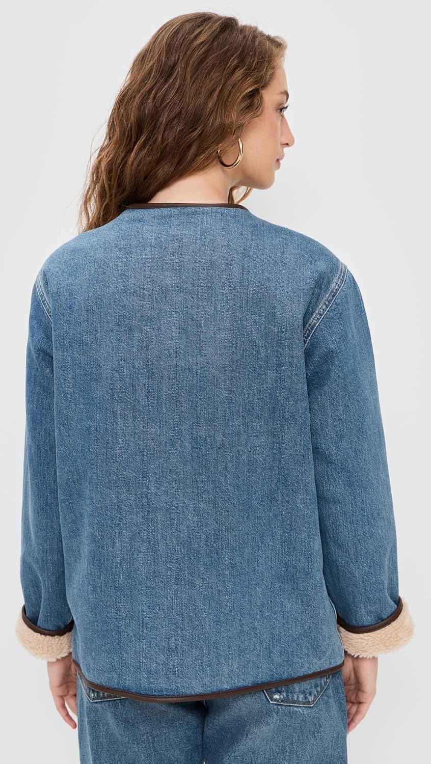 Madewell Women's Denim & Sherpa Jacket in Petersburg Wash