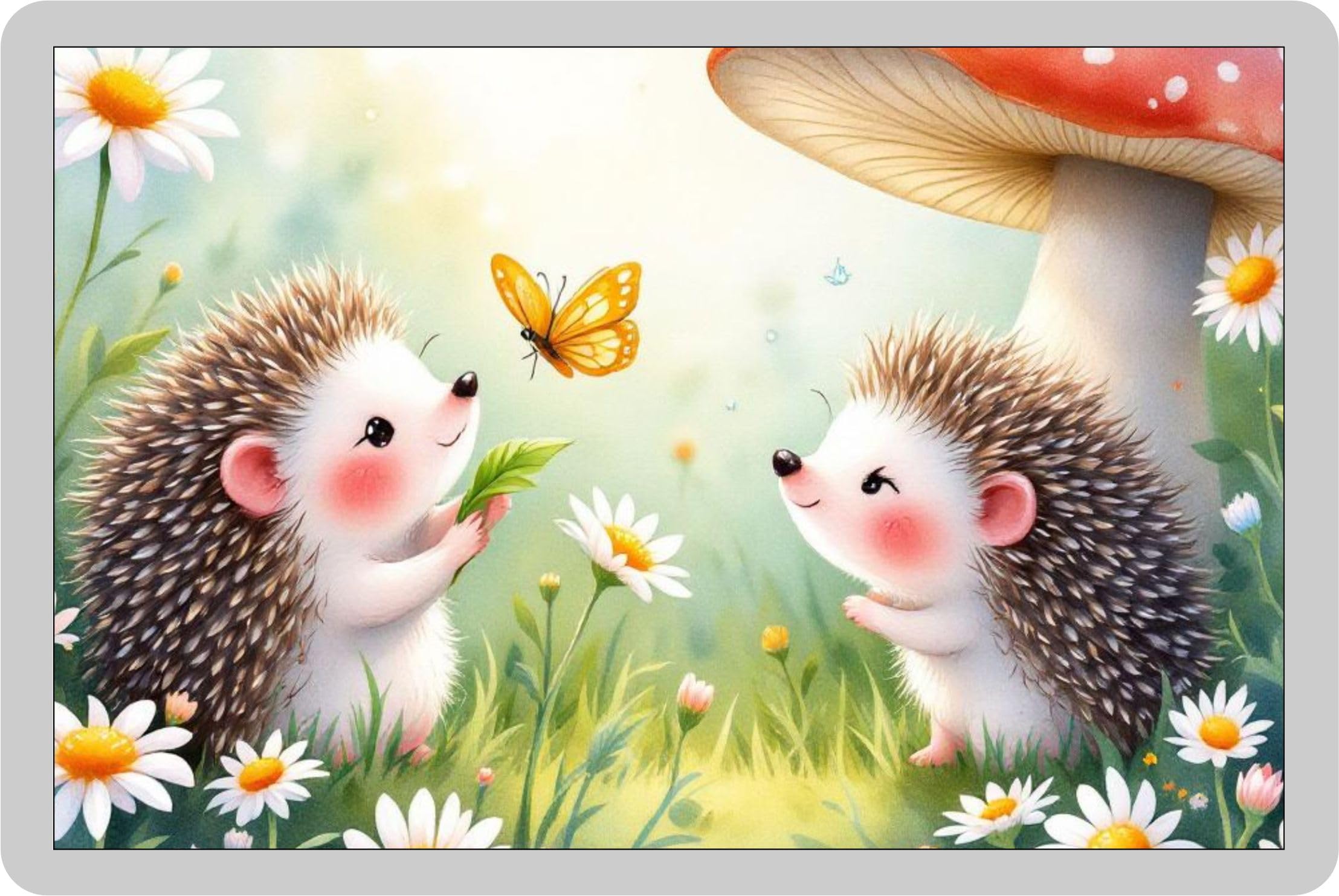 Decalarama Animal Fridge Magnet Gift – Hedgehogs Flowers And Mushrooms - Fun Cute Garden Wildlife Novelty Present