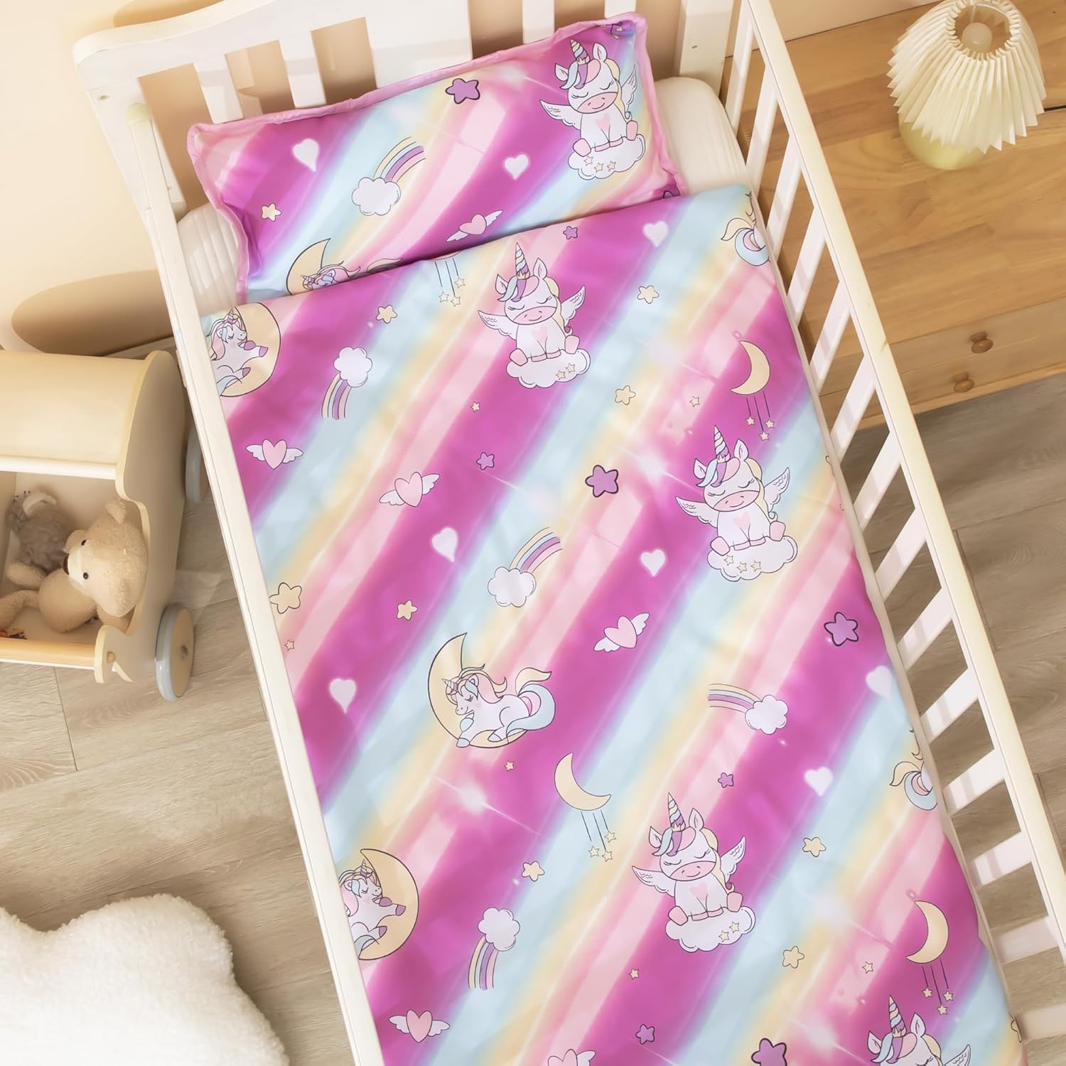 MORAIS Toddler Nap Mat with Pillow and Blanket, 52" x 20" Lightweight and Soft Nap Mat for Preschool, Daycare, Travel Sleeping Bags