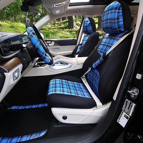 Miniatura 8 de FH Group Alfombrillas de coche  Alfombras a cuadros para automóvil, ajuste universal, alfombrillas de piso de automóvil, alfombrillas multiusos para