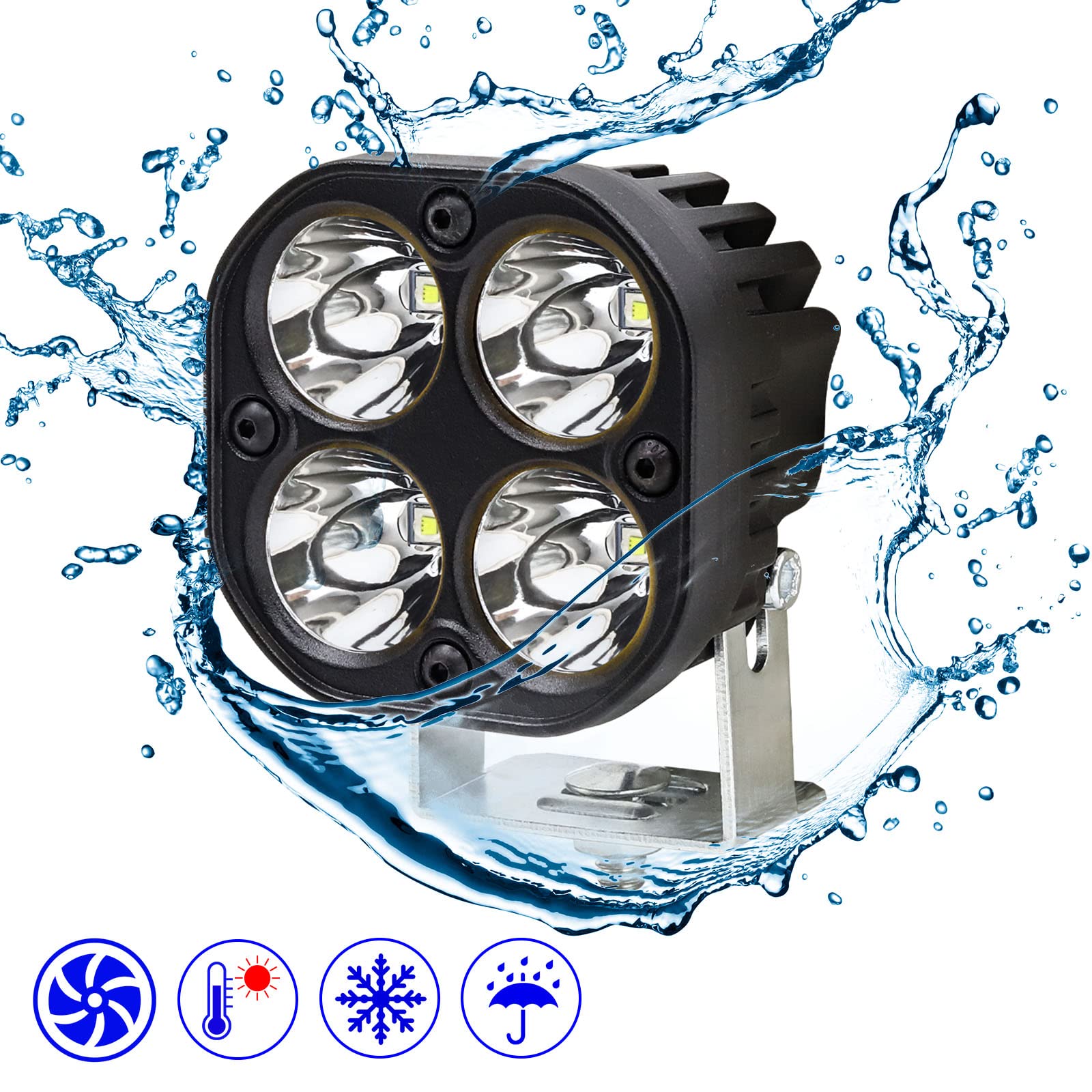 40W LED Luz de trabajo Offroad Luces de conducción, 2PCS Focos de motocicleta blancos Luz antiniebla universal Faro auxiliar para automóvil Motocycle Boat Truck 4X4