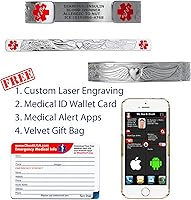 Vista 3 de Divoti Pulseras de alerta médica grabadas personalizadas para mujer, pulsera médica de acero inoxidable, pulsera de identificación médica