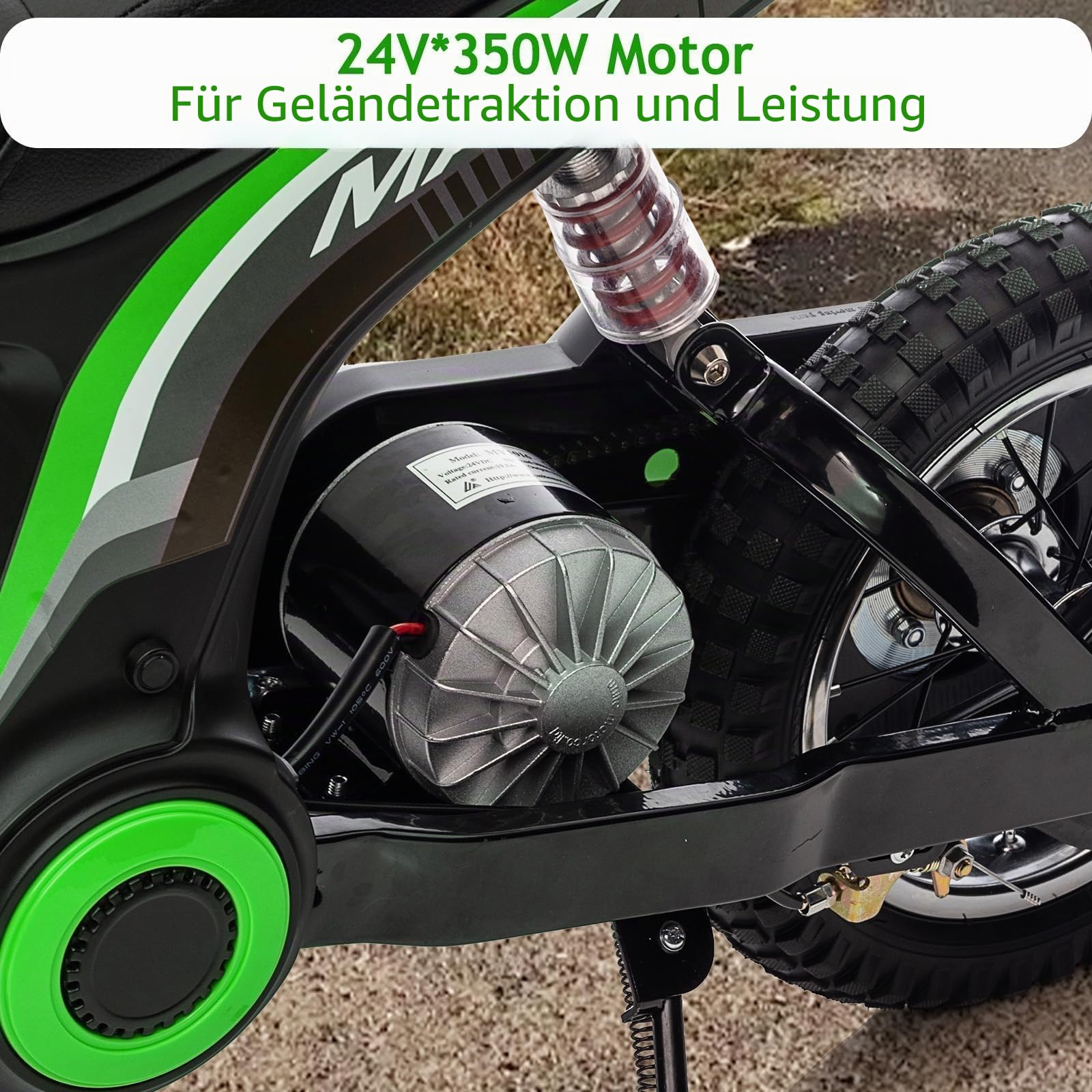 GarveeHome Elektro Motorrad Kinder & Jugendliche Ab 14 Jahren, 250W Elektro Crossmotorrad Mit 2 Motoren, Dirt Bike Für Gelände Mit 3 Geschwindigkeiten (8/12/23 Km/h), Stoßdämpfer Kindermotorrad