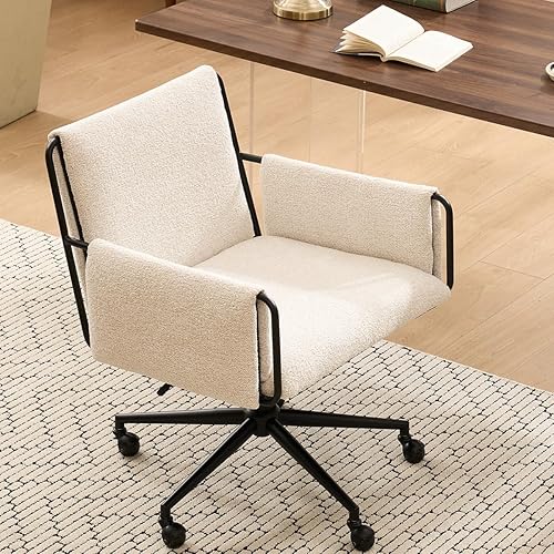 Miniatura 3 de Kidol & Shellder Silla de escritorio de oficina con brazo, altura ajustable giratoria con ruedas, cómodo asiento ancho para oficina en casa,