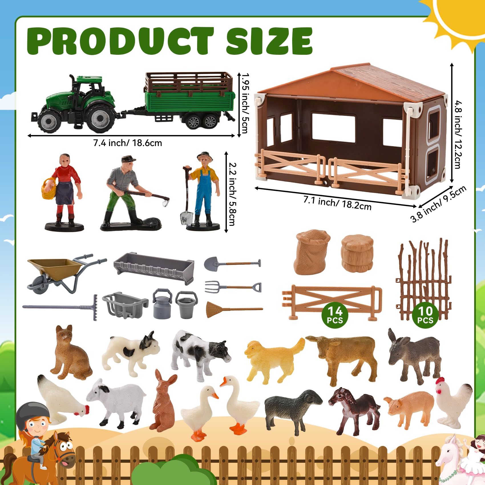12-teiliges Bauernhof-Tiere-Spielzeug-Set Mit Mini-Figuren & Zaun – Realistisch, Pädagogisch, Für Kinder, Kuchendekoration & Partydeko