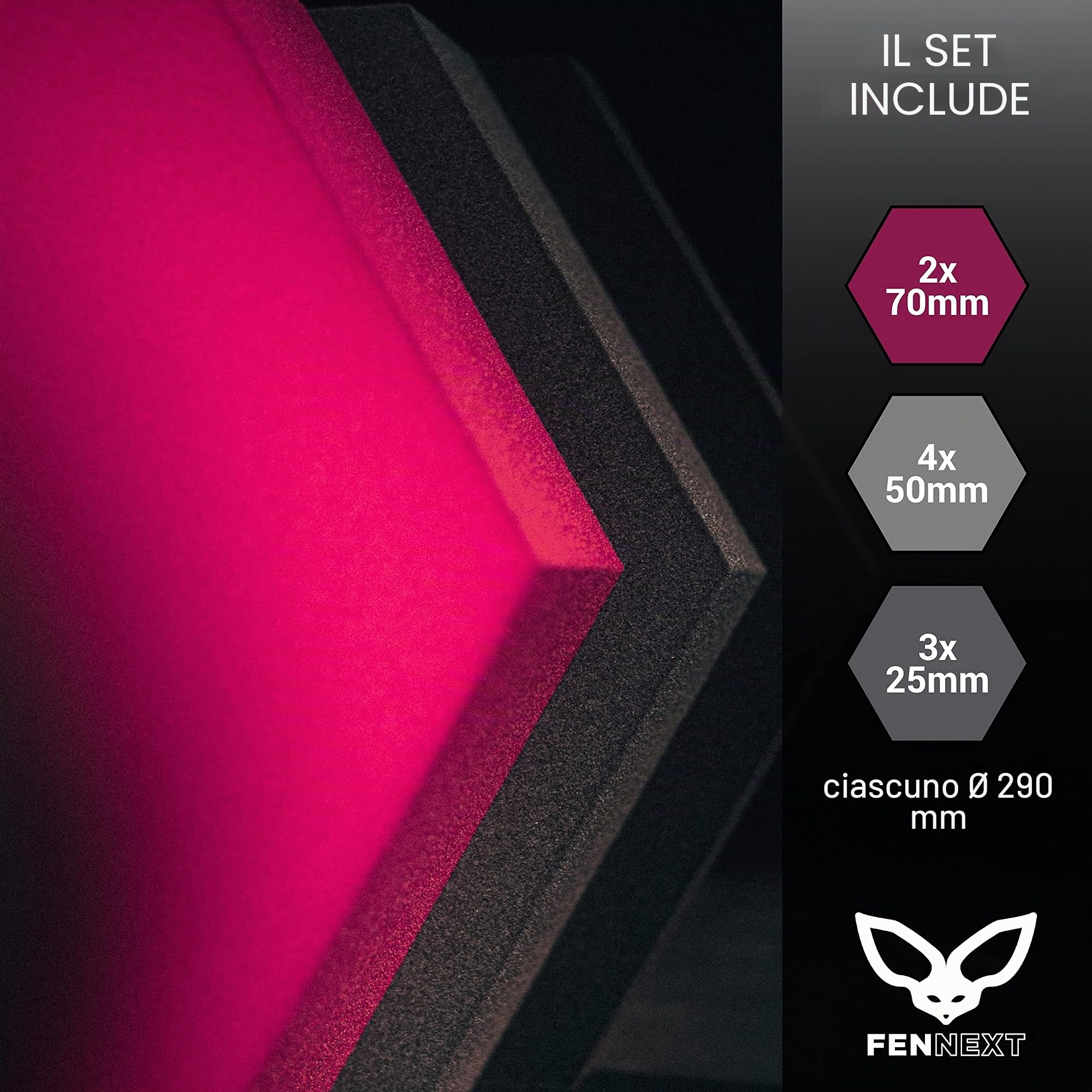 Velvet Pannelli Fonoassorbenti Design – Ottimizzazione del suono e anti riverbero per gaming, YouTube Studio, ufficio, 9x Pannelli decorativi 3D per parete RUBY DARK