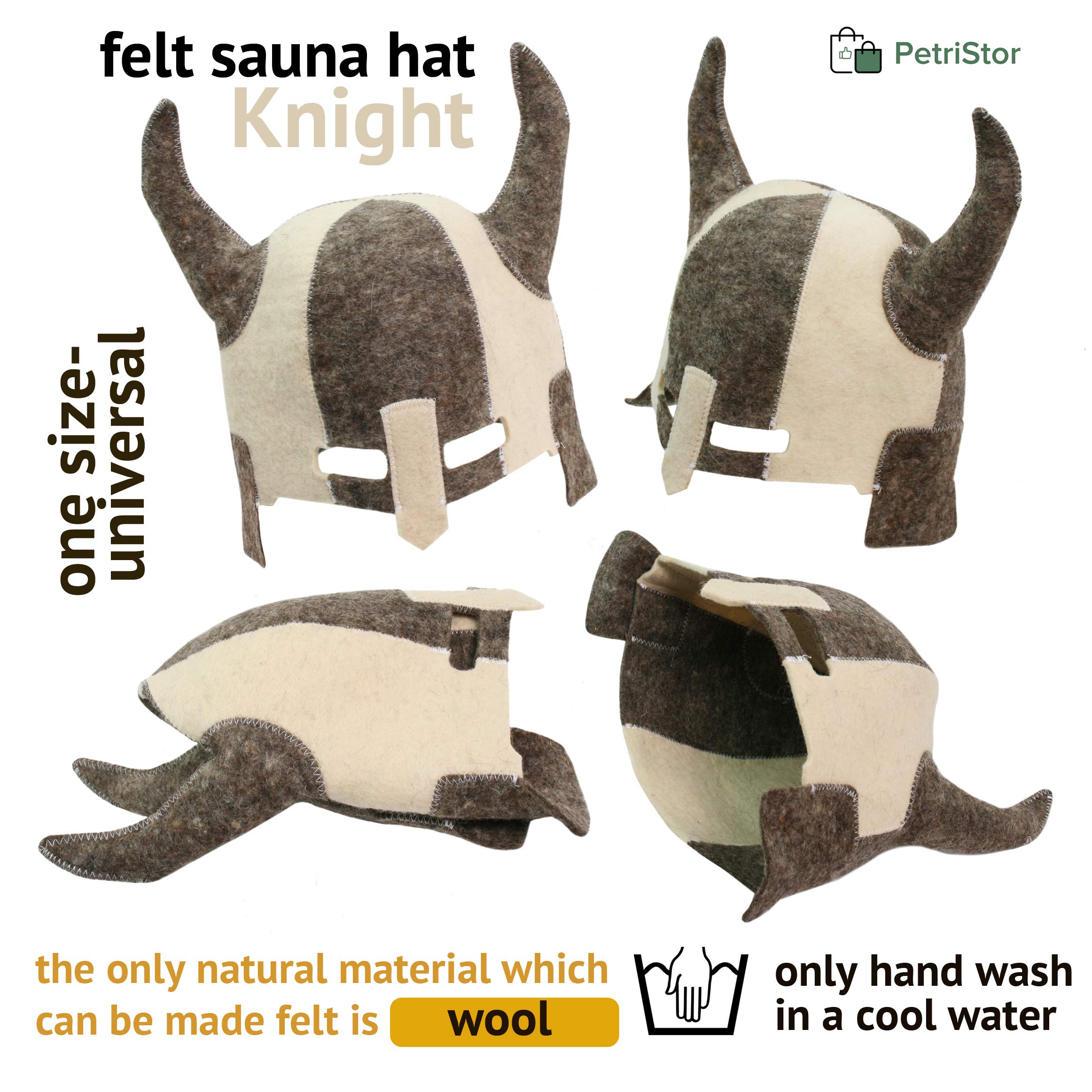 PetriStor Gorro de sauna de lana para hombre, fieltro natural, 100% natural, hecho en Ucrania, Gris
