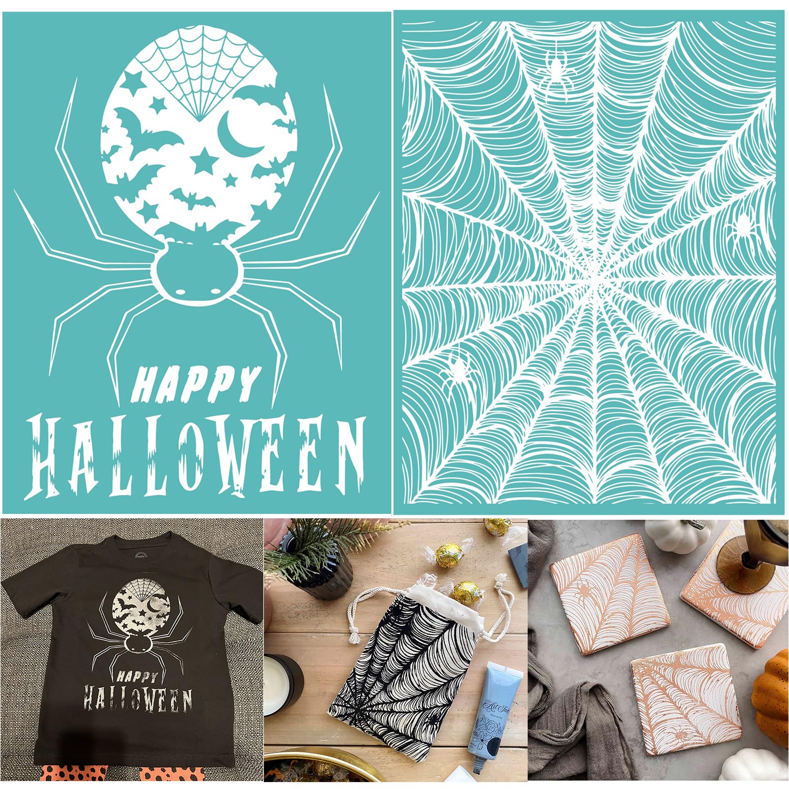 Amazon.com: Briartw Happy Halloween Silkscreen Stencil Spider Web