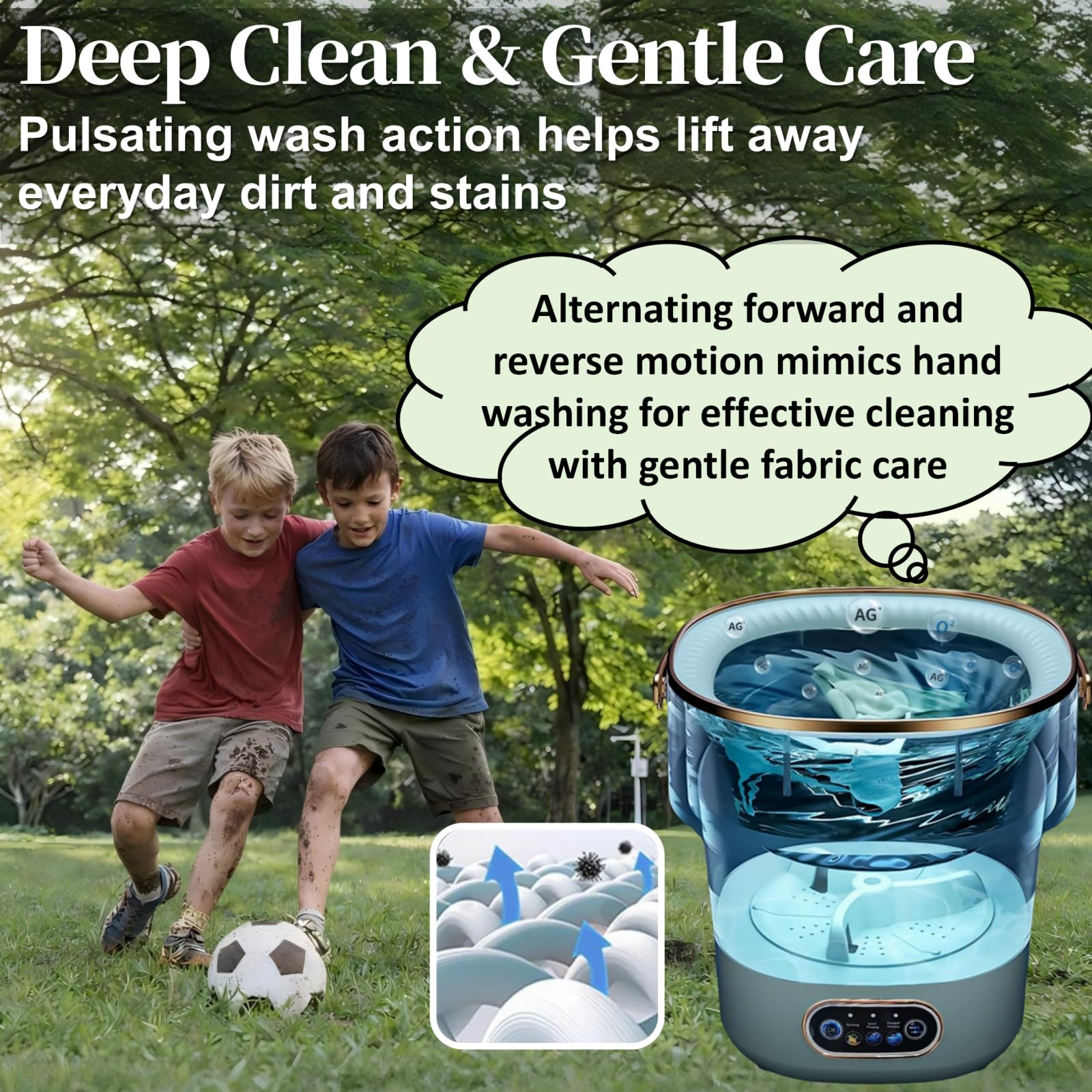 LumenOrbit Portable Washing Machine with Spin Basket, Upgraded 16L Foldable Mini Washer【5-Min Wash・3-Min Spin・1-Year Manufacturer Warranty】Small Washing Machine for Travel, Dorms, RVs, Camping (Gray) — view 5