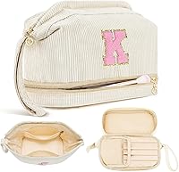 Vista 1 de Bolsa de Maquillaje para Niñas Regalo, Regalos Personalizados de Navidad Bolsa de Maquillaje con Inicial para Mujeres para Viaje, Bolsa