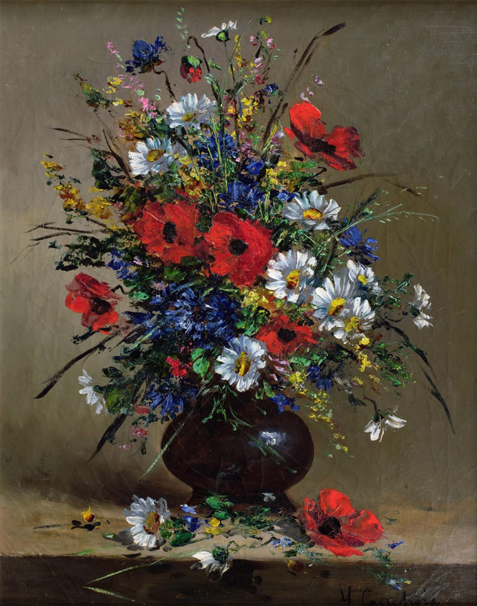Serendipitp No Frame Vintage Picture Print On Canvas Wall Art Poster Daisies By Eugene Henri Cauchois Artwork Print Poster For Wall Decor 60X90cm
