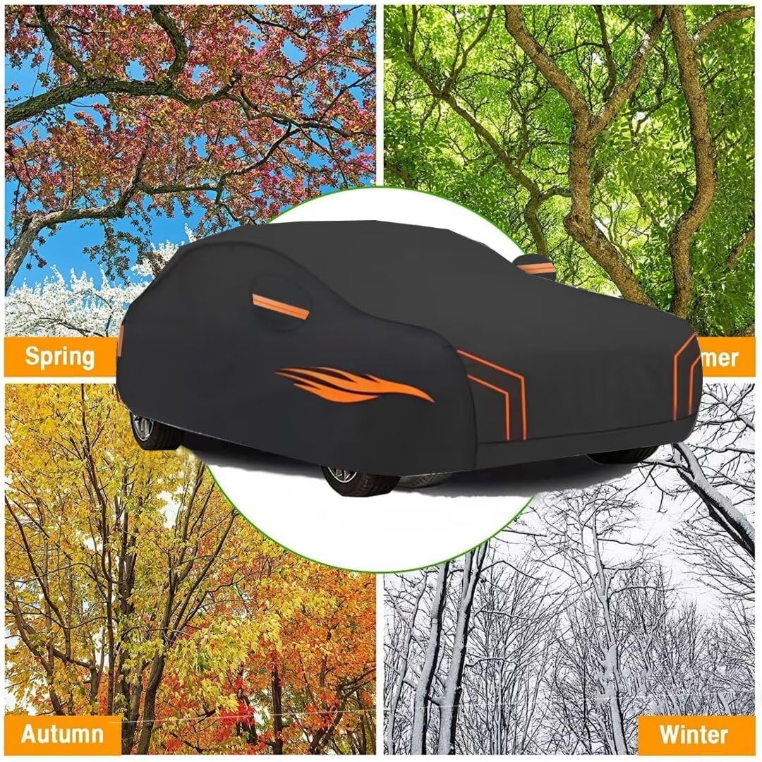 bache Voiture Exterieur Compatible avec Nissan Qashqai J11 2013-2025, Bache Voiture à Fermeture éclair Respirante pour l'extérieur, résistante aux UV, au Vent et à la Neige(Black Orange)