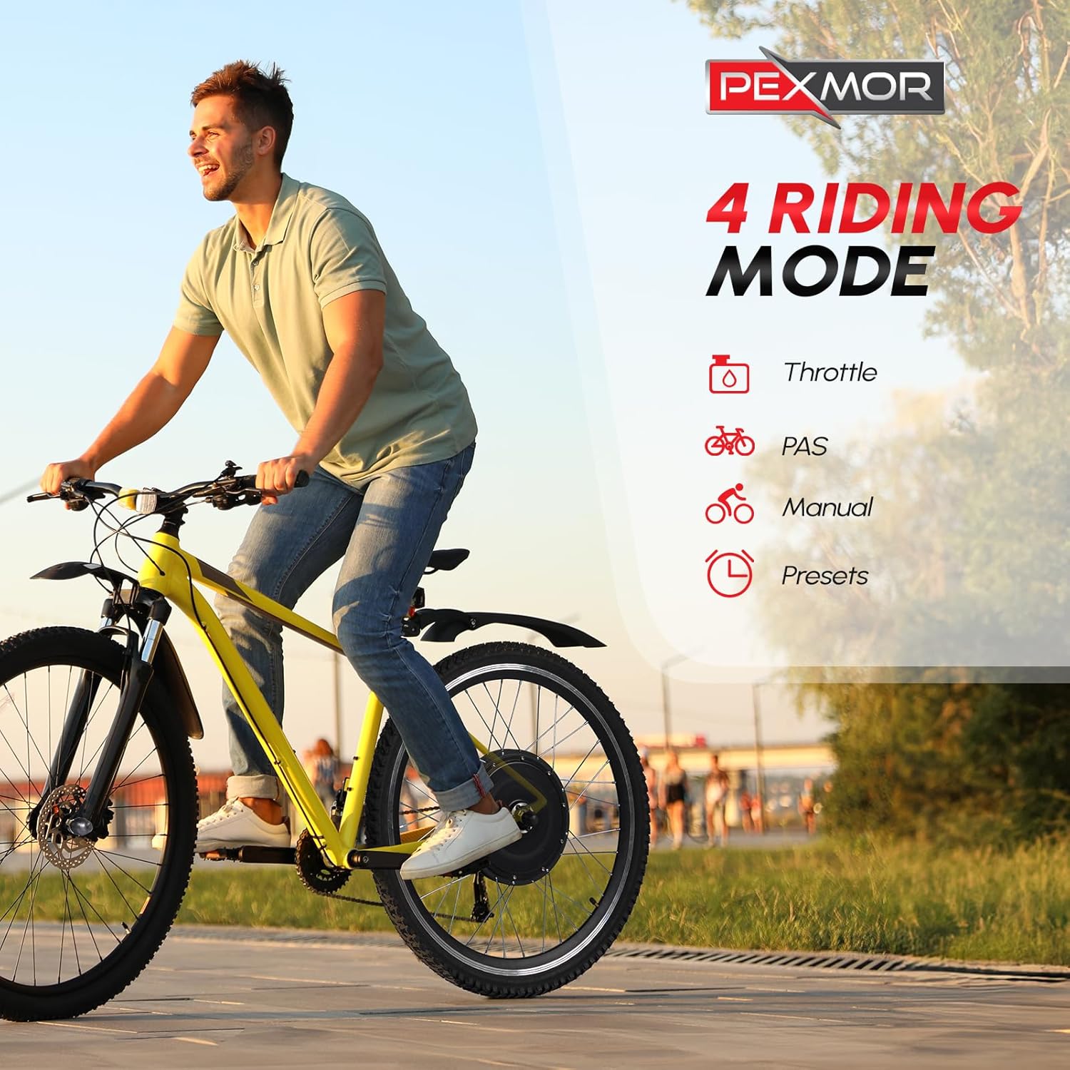 PEXMOR Electric Bike Conversion Kit, 48V 1200W 26" Front/Rear Wheel E-Bike Conversion Kit with 3 Mode Controller, PAS, LCD Display, Twist Throttle