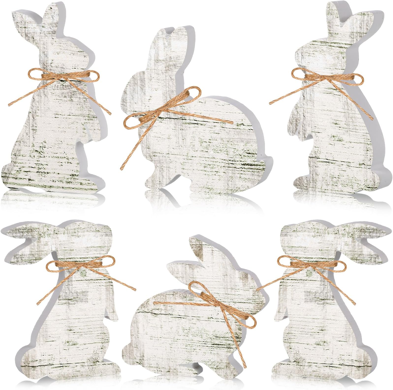 Amazon.com: 4 Pieces Easter Bunny Wood Decor Easter Natural Wood Signs ...