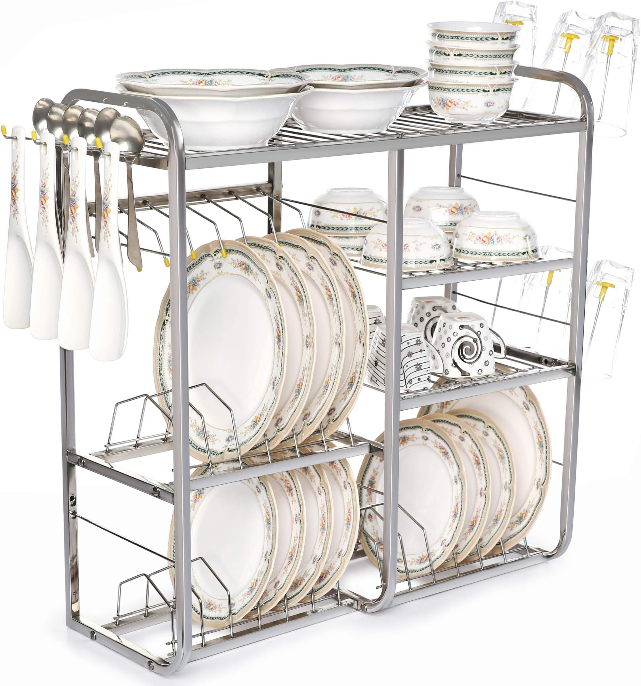 Home Creations 24inch Wall Mount Kitchen Dish Rack Plate Stand, Kitchen Utensils Rack