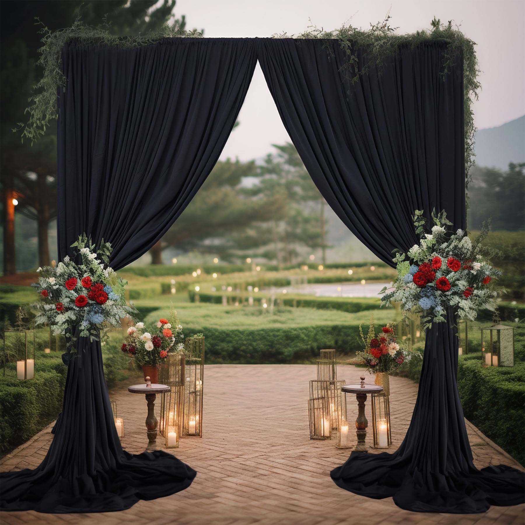 Besutolife Black Backdrop Curtain for Parties 30ft x 10ft Wrinkle Free Backdrop Drapes for Birthday Photography Baby Shower Indoor and Outdoor 5×10ft 6 Panls