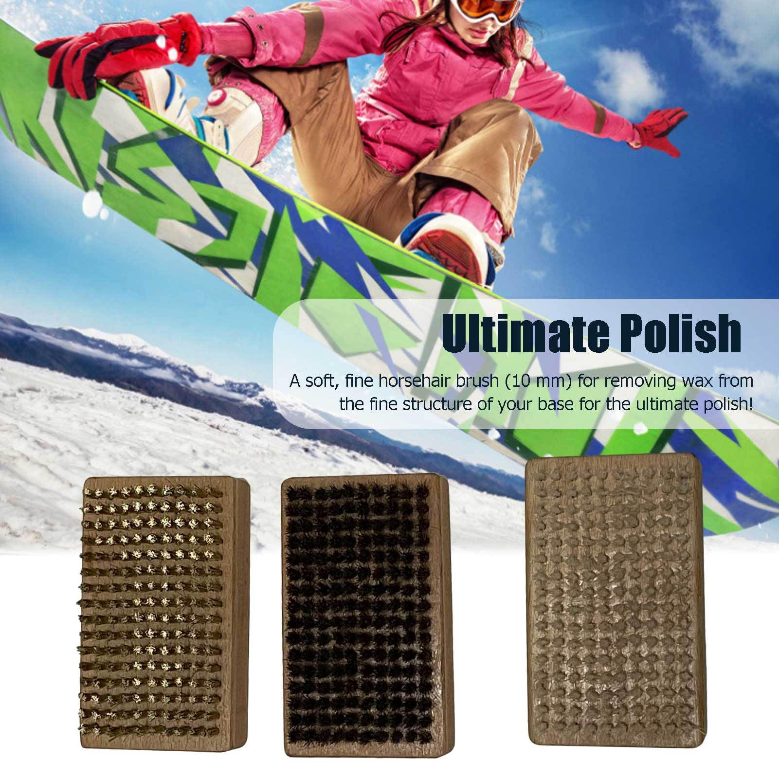 Juego de 3 cepillos de cera para snowboard, nailon y latón