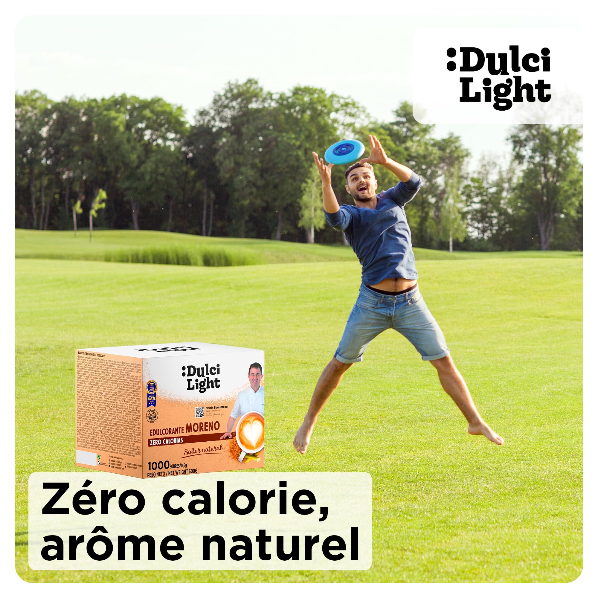 Dulcilight Édulcorant Roux Zero Calorie 1000 Buchettes 1g=10g de Sucre Brun Substitut de Sucre de Canne Muscovado Granulé aux Fibres 100% Saveur Naturelle No OGM Keto Sans Gluten Végétalien
