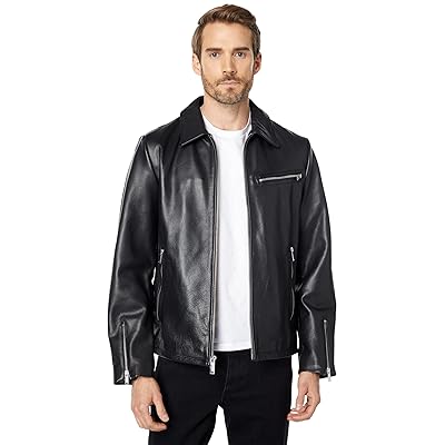 Karl Lagerfeld Paris Shirt Collar Leather Jacket Black B2B