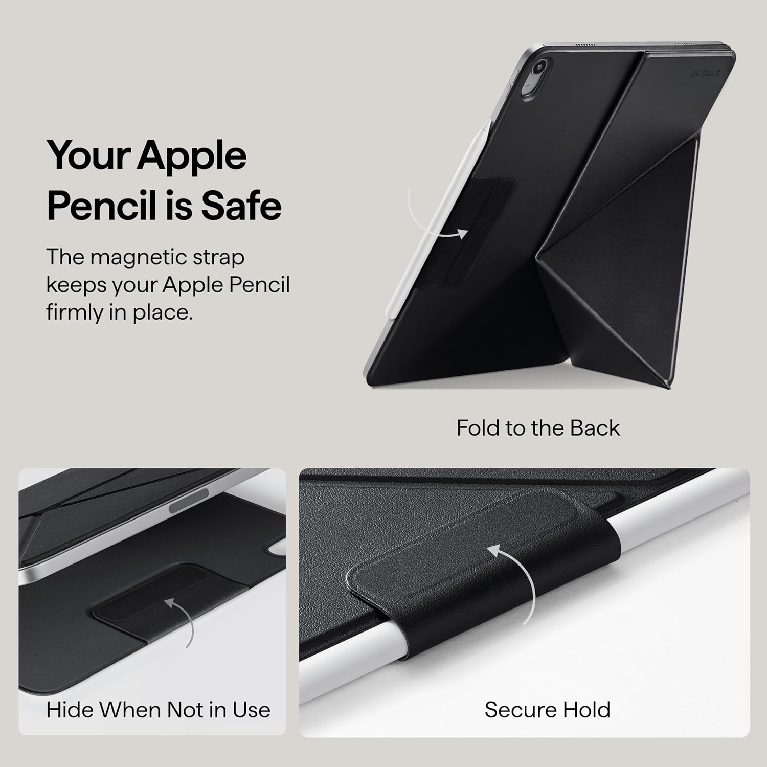 PITAKA for iPad (A16) 11th Generation Case (2025), iPad 10th Generation Case (2022), Portrait/Landscape Magnetic Folio with Pencil Holder, 4 Standing Angles, Black