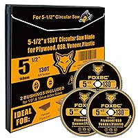 Vista 4 de FOXBC Hoja de Sierra Circular de 5-1/2 Pulgadas con 130 Dientes para Cortar Madera Contrachapada, Chapa, OSB, Plástico con Eje de 5/8 Pulgadas