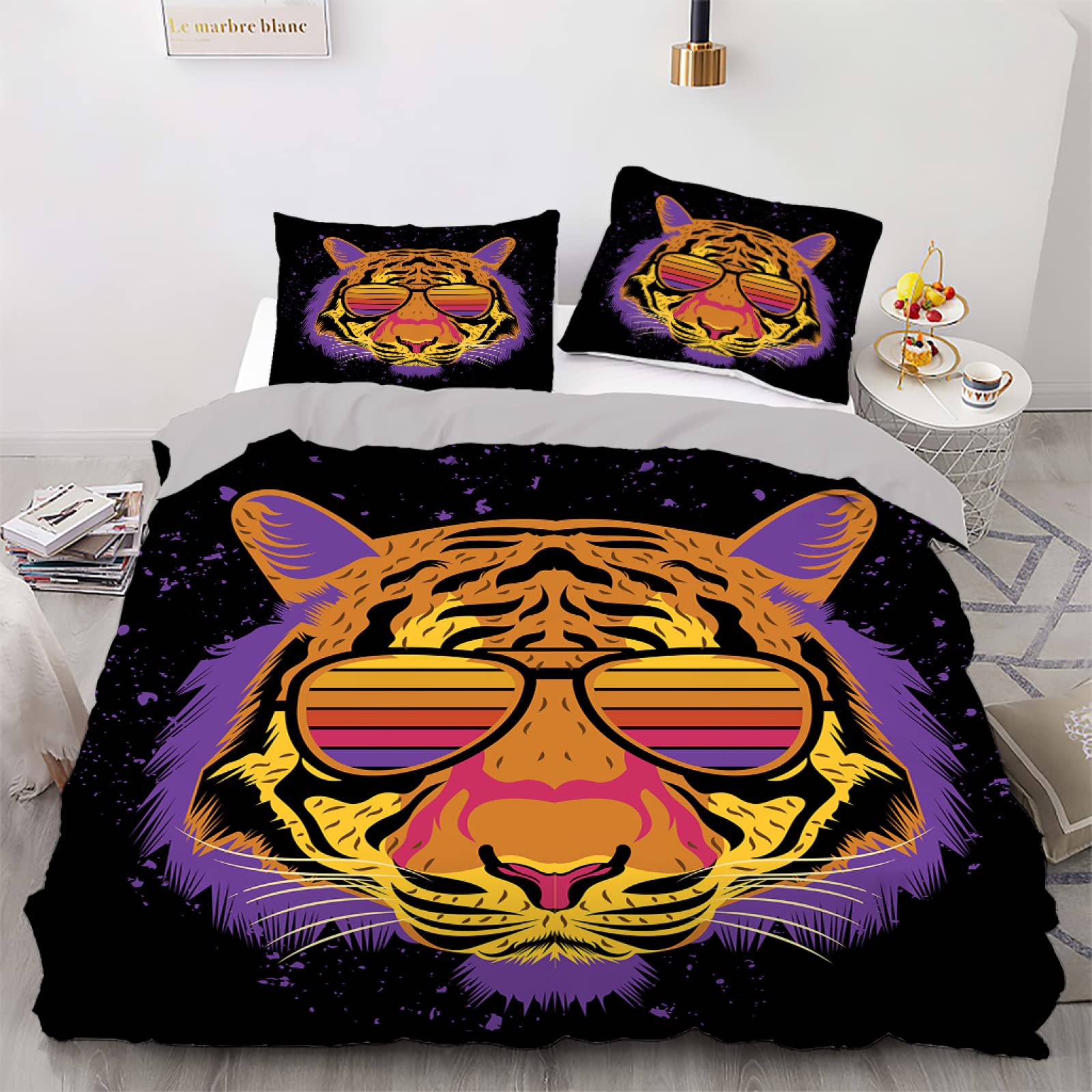 Parure de lit 90x190 en fibre superfine douce pour la peau avec fermeture éclair pratique