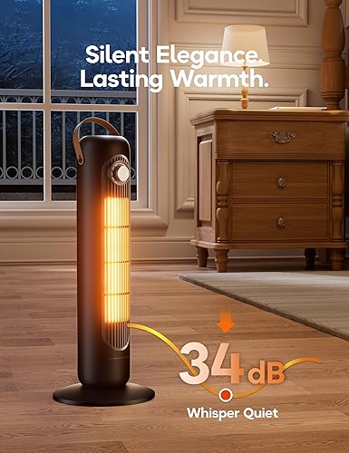 Miniatura 4 de Calentador eléctrico para uso en interiores, calentador portátil de 1500 W de 24 pulgadas con protección contra sobrecalentamiento y vuelco,