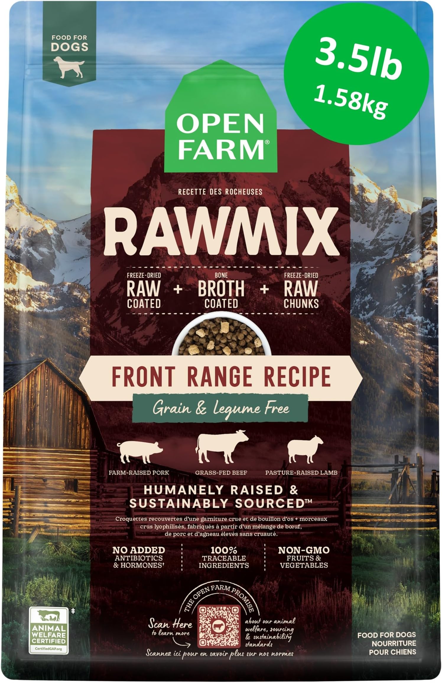RawMix Grain-Free Frontal Dog Recipe - Dry Dry Food & Bone Broth Raw Meat, Nature-Inspired Human-Raised Protein and Fruits and Vegetables Free