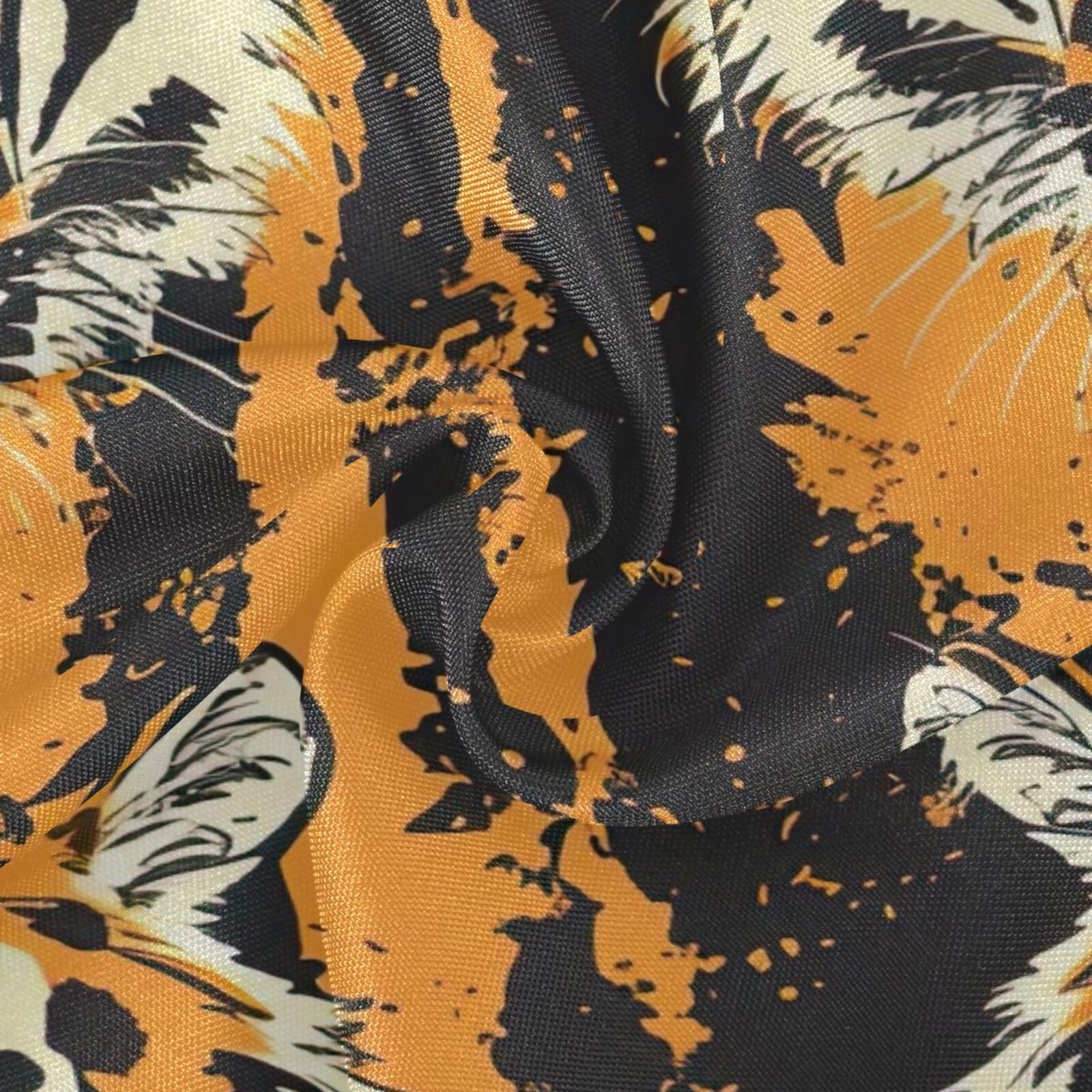 Wajiw 60 Inch Indoor Outdoor Round Tablecloth with Umbrella Hole and Zipper Waterproof Patio Table Cover for Camping Dining Room Party Outdoor Picnic,Tiger