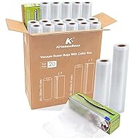 KitchenBoss Sacchetti Sottovuoto Alimenti 20 rotoli con 2 Scatole di Taglio：Rotoli