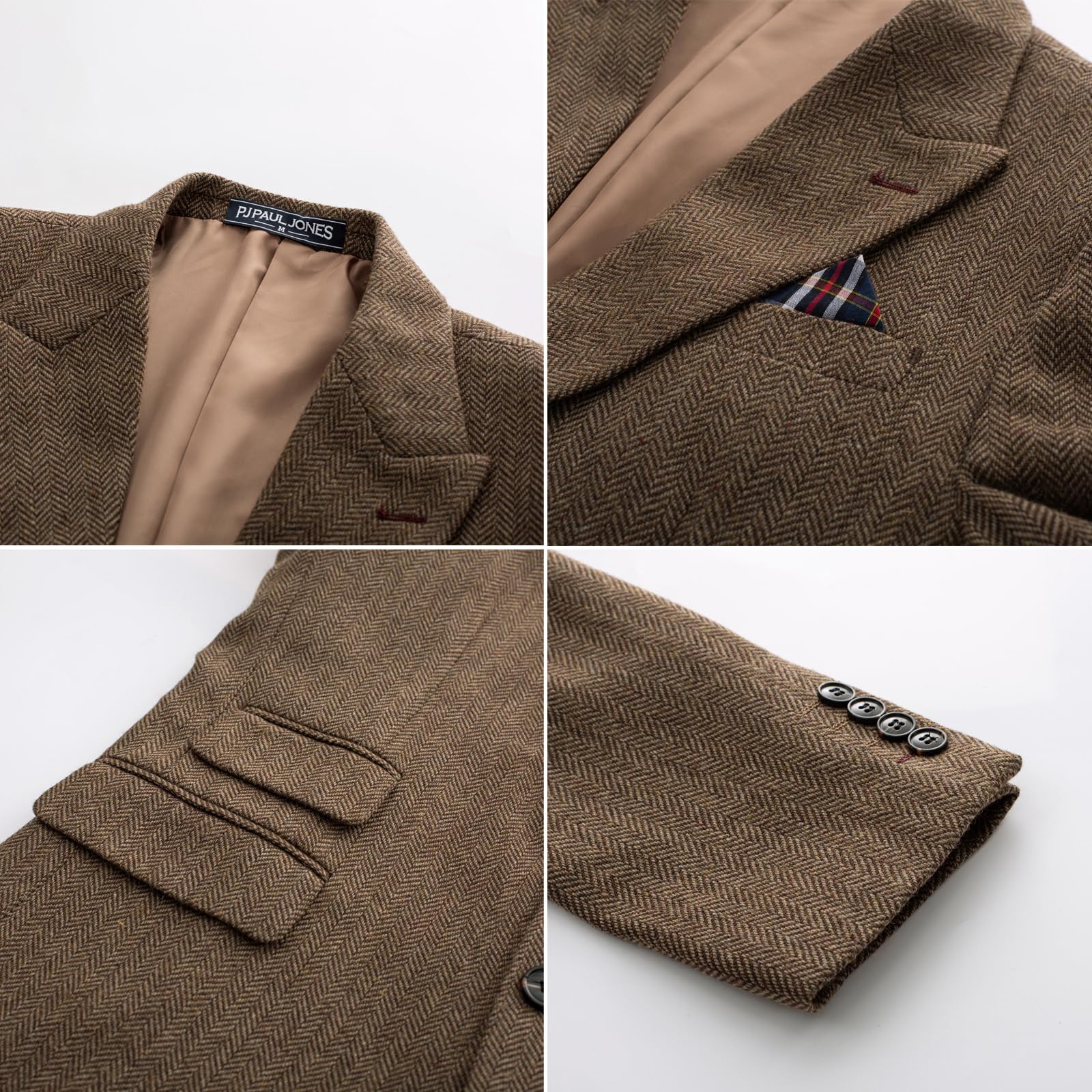 PJ Paul Jones Sakko Herren Vintage British Blazer 2 Knöpfe Tweed Jackett