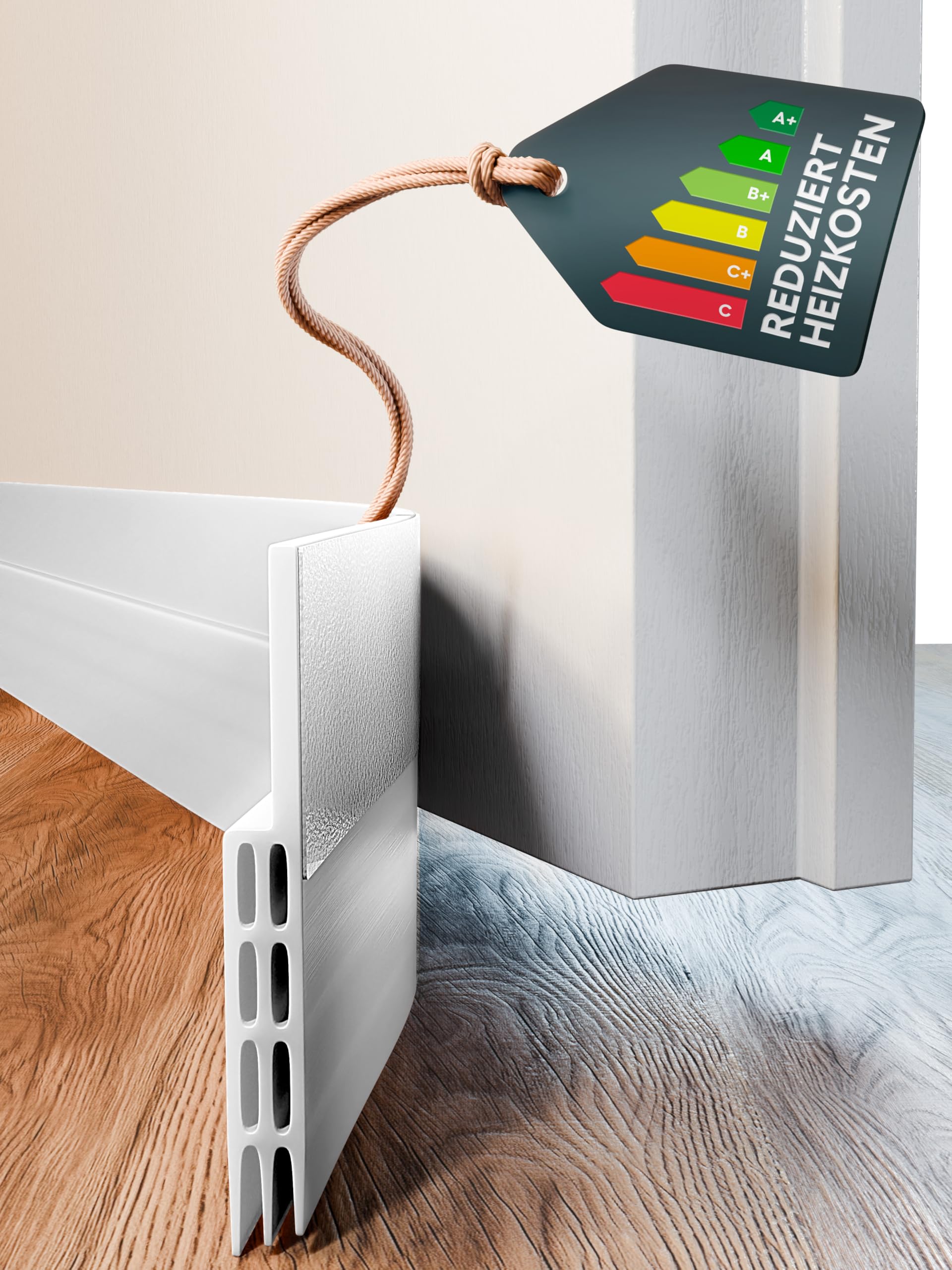 DOMAR ZUGLUFTSTOPPER TÜR 100 cm – Selbstklebende Türdichtung Unten extra stark – Effektiver Zugluftstopper Türen gegen Kälte & Energieverlust – Weiß