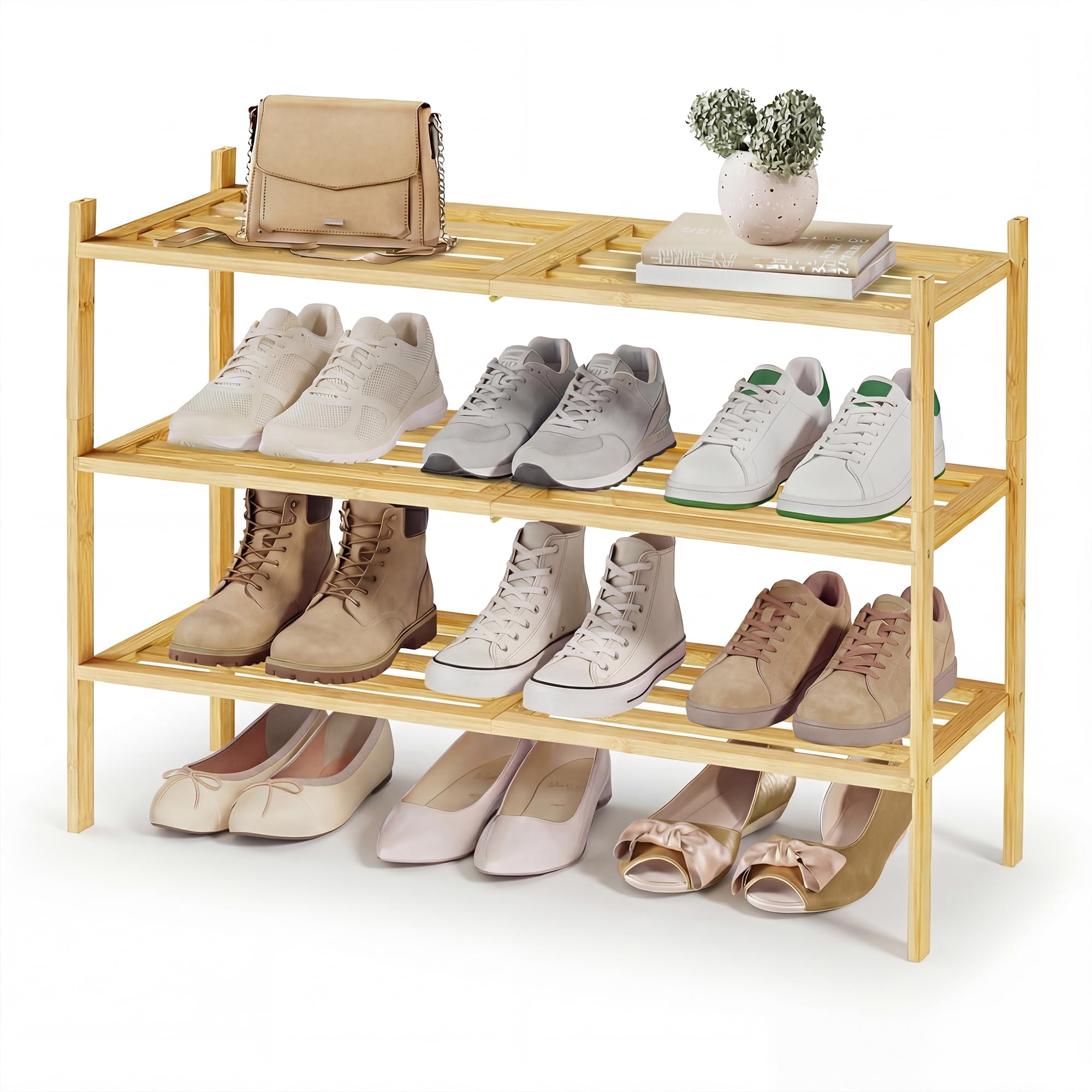 SONGMICS Stackable Bamboo Rack