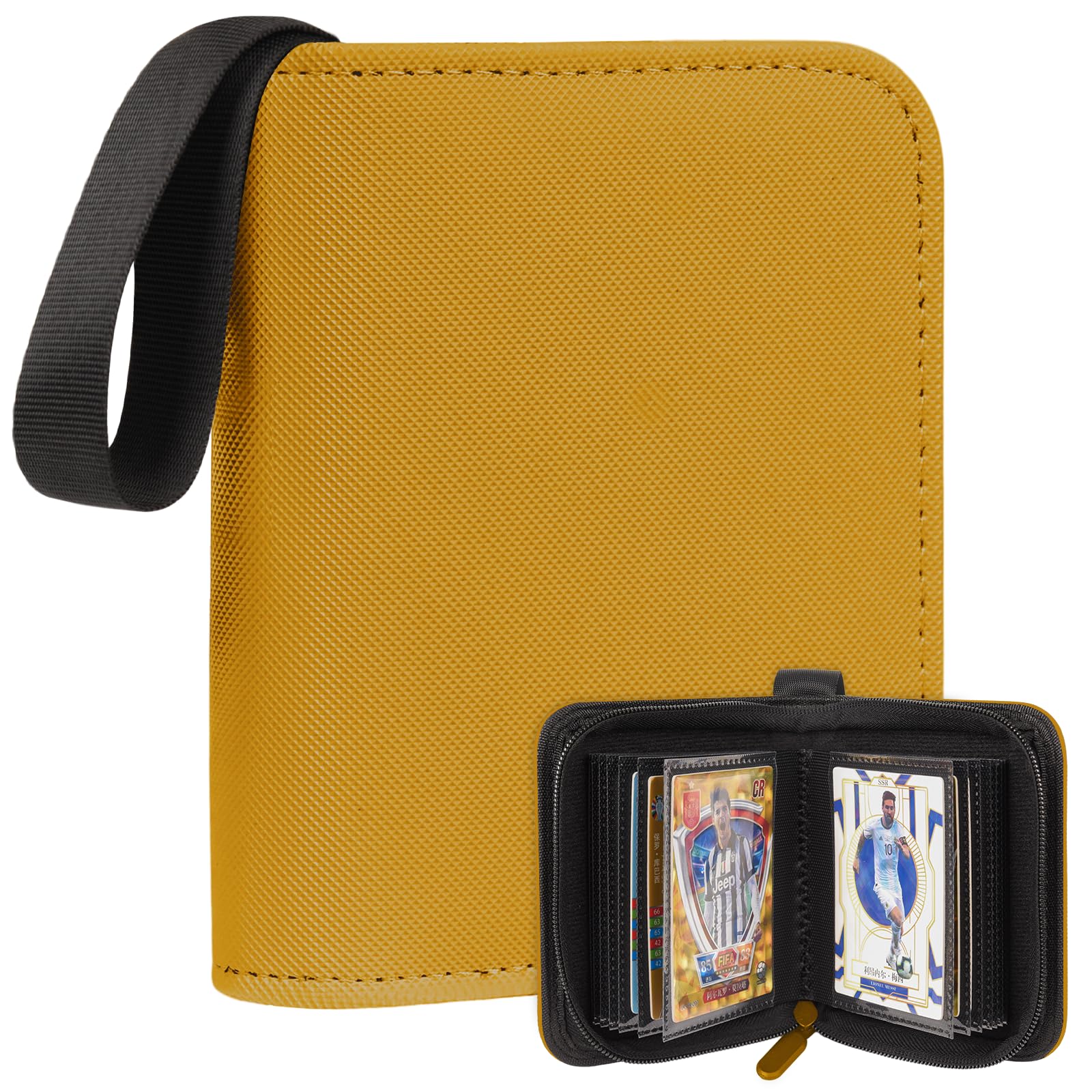1 Pocket Card Binder–Collectible Trading Card Album,Single Card Holder with 20 Pages,Holds 40 Cards,Side-Loading Mini Binder for TCG,MTG,Sports,Baseball, Football,Small Sports Card Book,Yellow