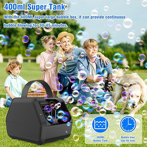 Miniatura 3 de Máquina automática de burbujas para niños, soplador de burbujas portátil de 13.5 fl oz, súper tanque, burbujas en burbujas, más de 8000 burbujas por