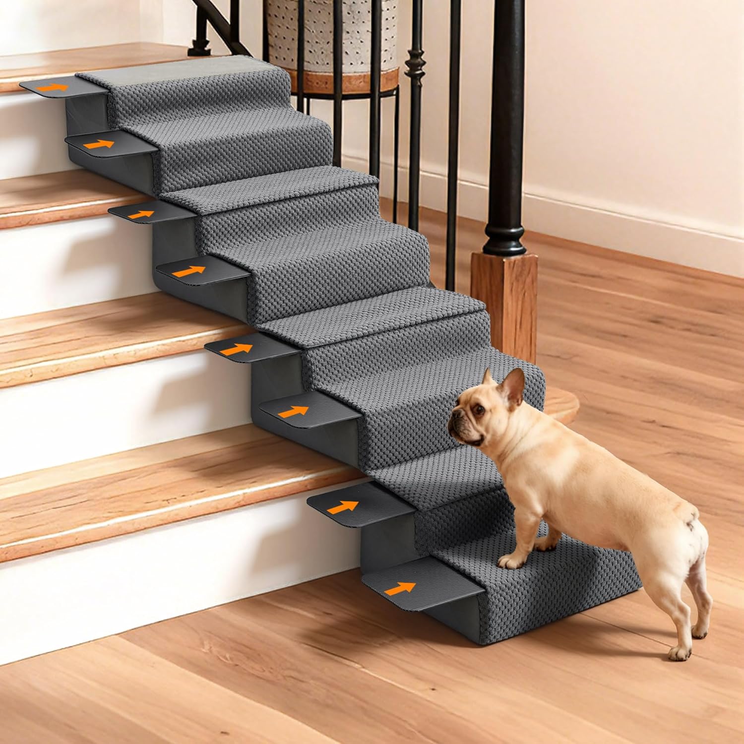 ROYALAY Stair Wedges for Small Dogs, Crystal Velvet Ramps for Dogs Over Stairs, Pet Ramp to Get on Bed with Strong Support for Injured & Aged Pets, 4 pcs