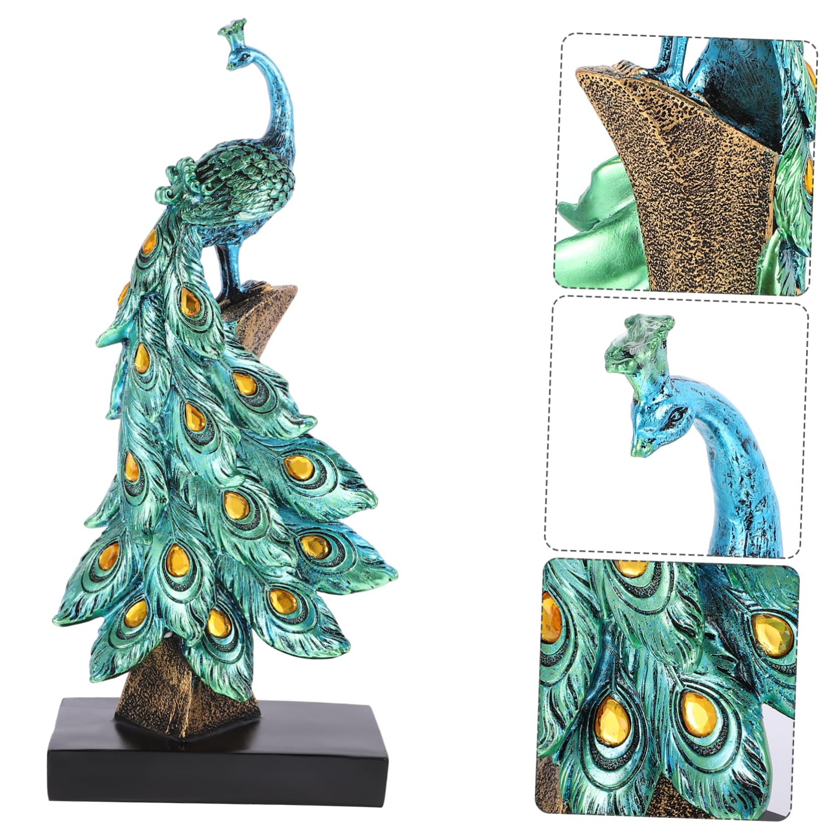HEMOTON Peacock Statue Outdoor Decor Künstlerische Gartenfigur Wetterfestem Resin für Garten Terrasse und Balkon Einzigartige Deko für Gartenliebhaber