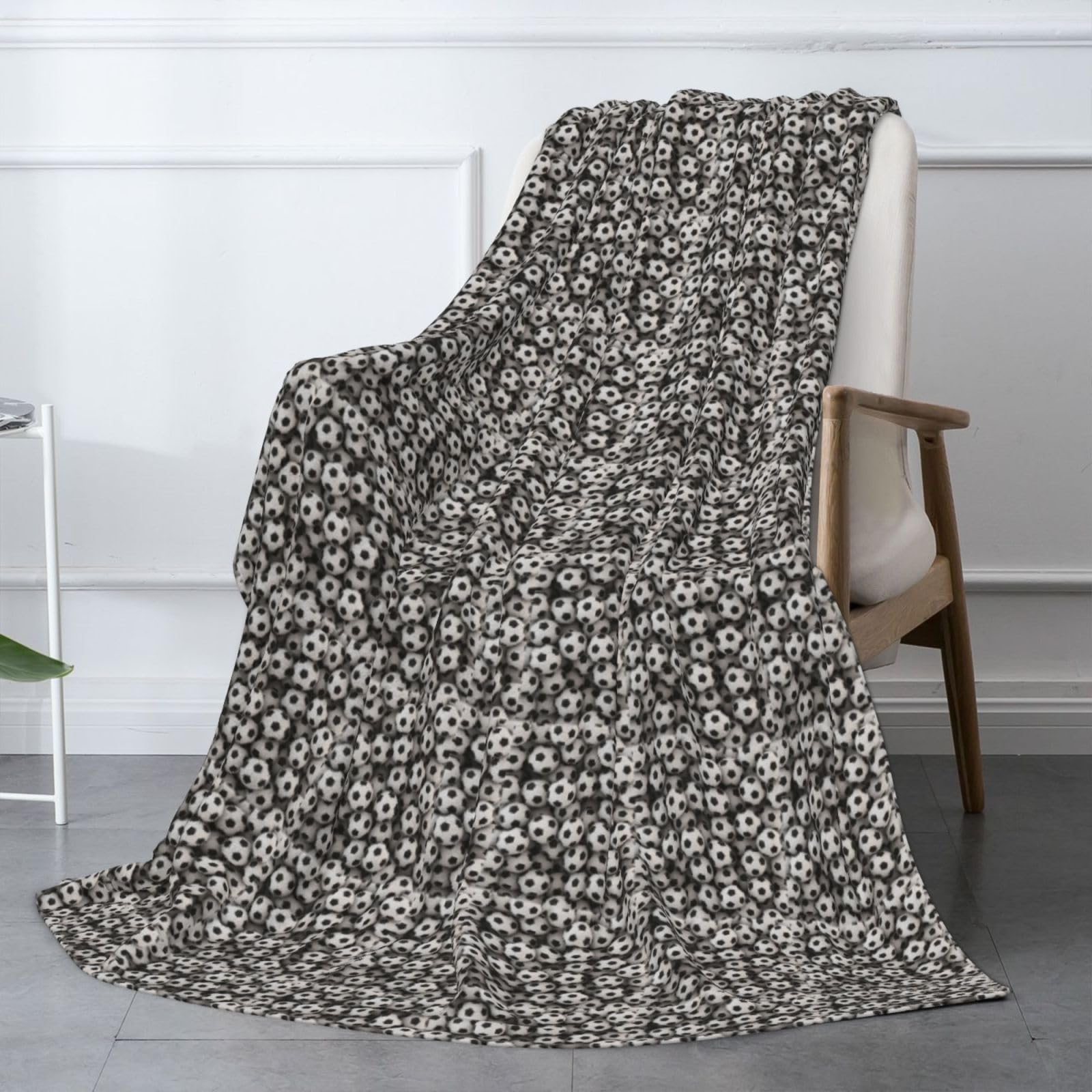 Couverture en flanelle avec imprimé football et mer, 177,8 x 203,2 cm, confortable et chaude pour l'hiver, le camping ou les voyages