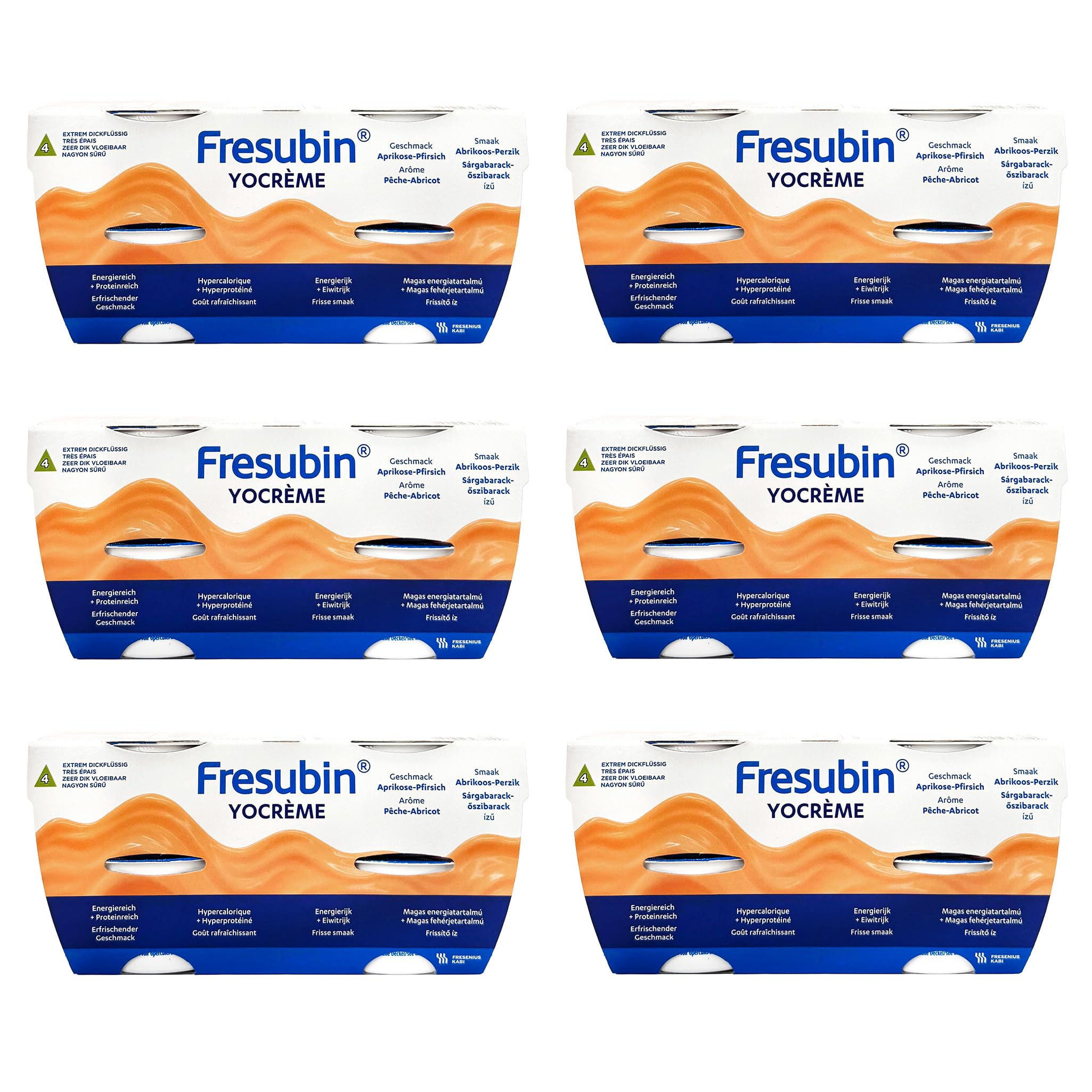 Fresubin YO Creme Aprikose-Pfirsich im Becher 24x125g - Hochkalorische Creme mit joghurt-frischem Aprikose-Pfirsich Geschmack zum Löffeln von Fresenius Kabi, 188 kcal pro Becher (125 g) (24er Pack)