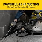 Stanley 4 Gallon Wet Dry Vacuum, 4 Peak HP Stainless Steel 3 in 1 Shop Vacuum Blower with Powerful Suction, for Job Site, Garage, Basement, Model: SL18301-4B